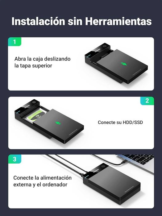 UGREEN Capa de disco rígido SATA SSD de 3,5" suporta até 20TB
