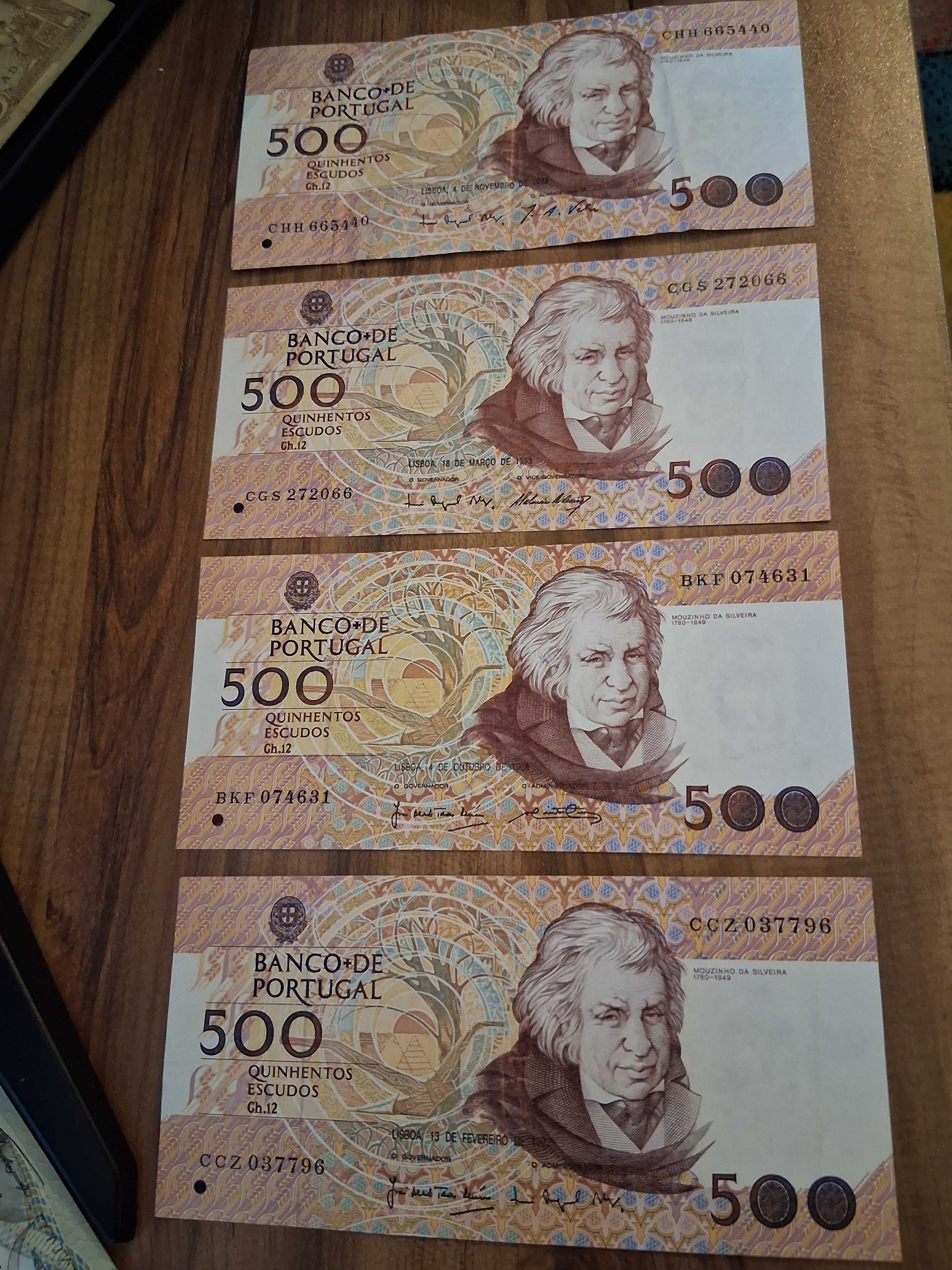 Notas 500$00 - Mouzinho Silveira, João de Barros e Francisco Sanches