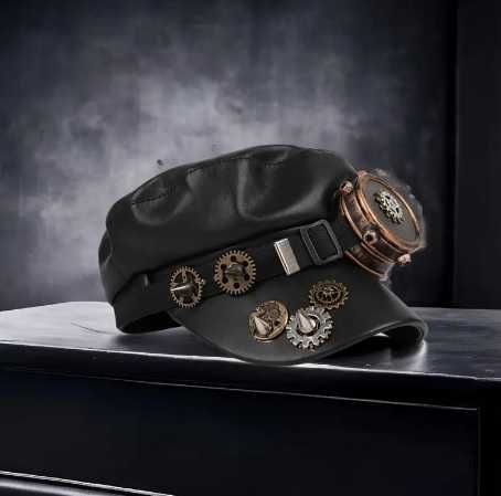 Czapka Steampunk z okularem ćwiekami Nowa Halloween