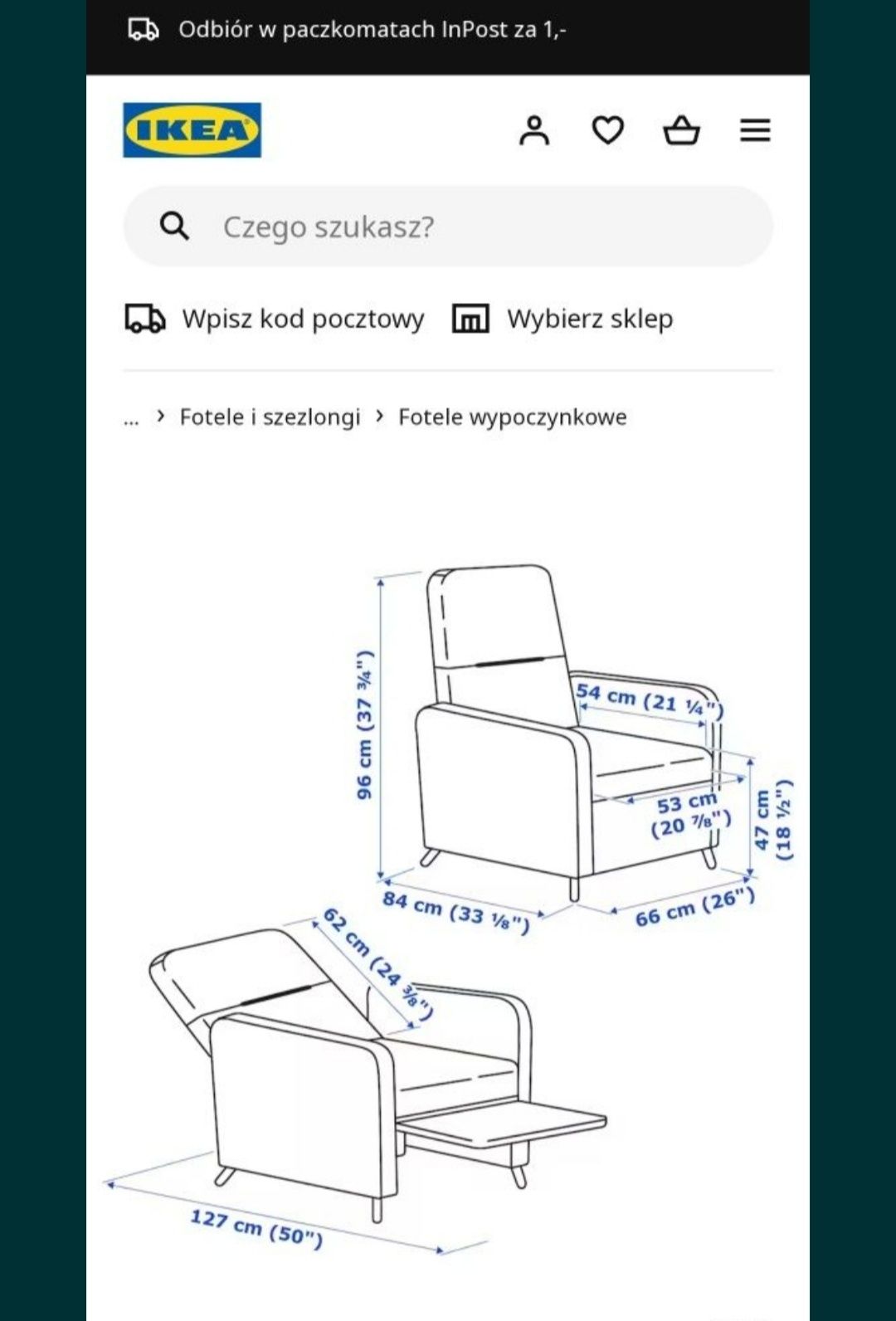 Fotel lkea. Rozkładany jak nowy.