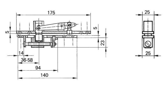 Zawias C do drzwi wahadłowych samozamykacza TS500N