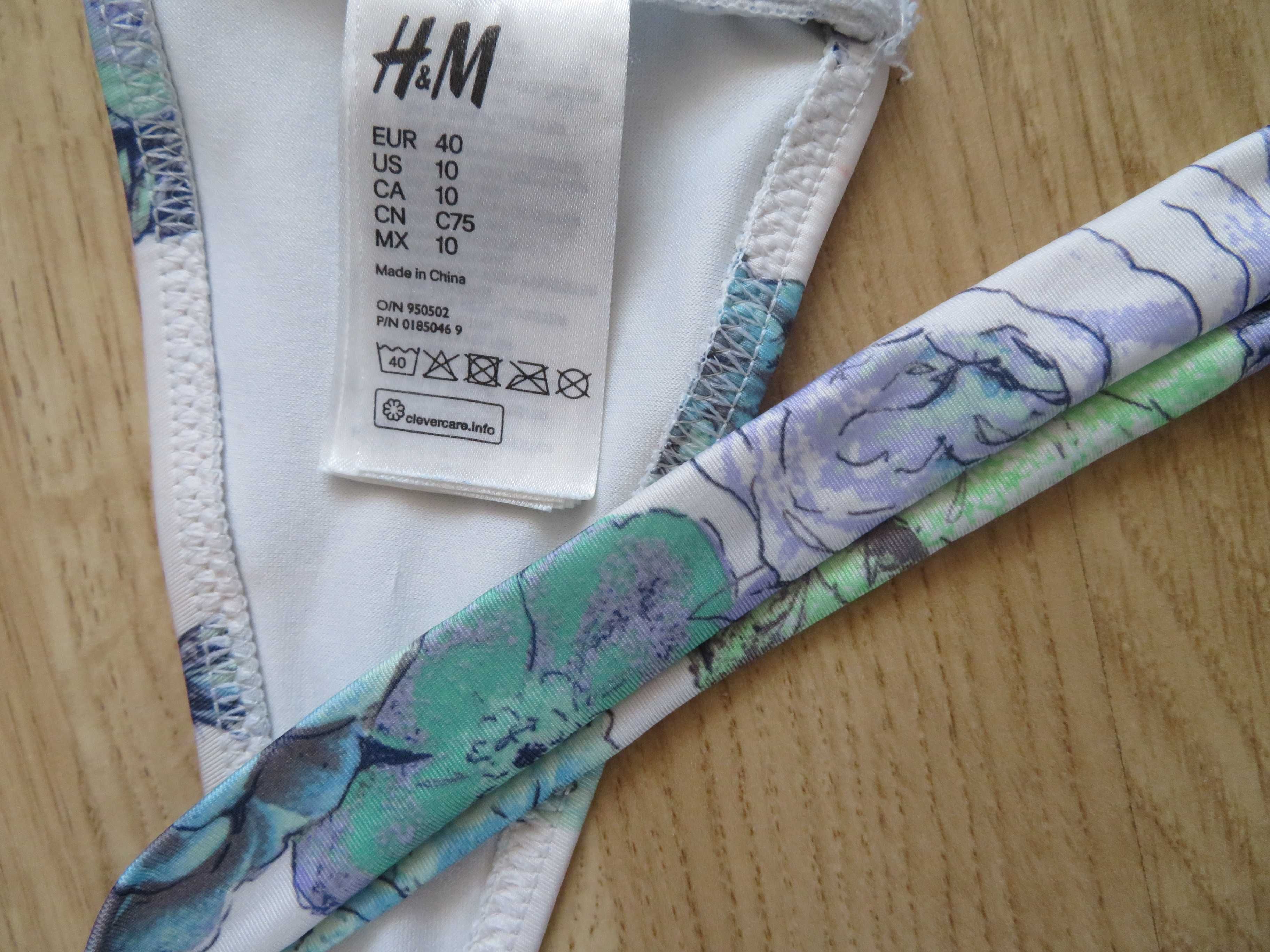 H&M strój kąpielowy góra stroju z FALBANKĄ biustonosz stanik,  (38) M