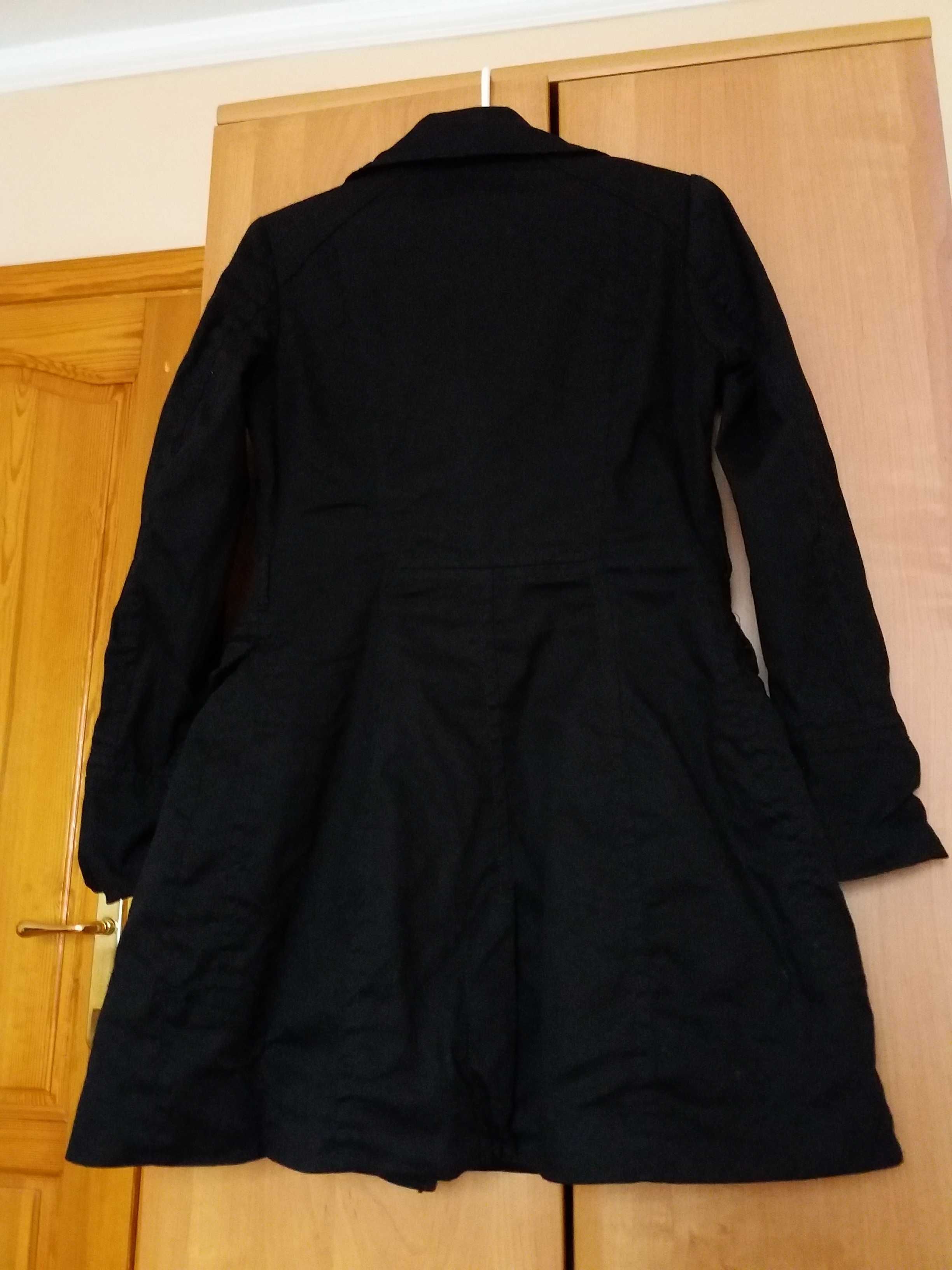 Czarny wiosenny dwurzędowy płaszcz H&M 38 M