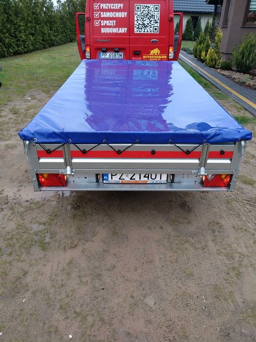 WYPOŻYCZALNIA wynajem wypożycz PRZYCZEPA platforma skrzynia3,0x1,5katB