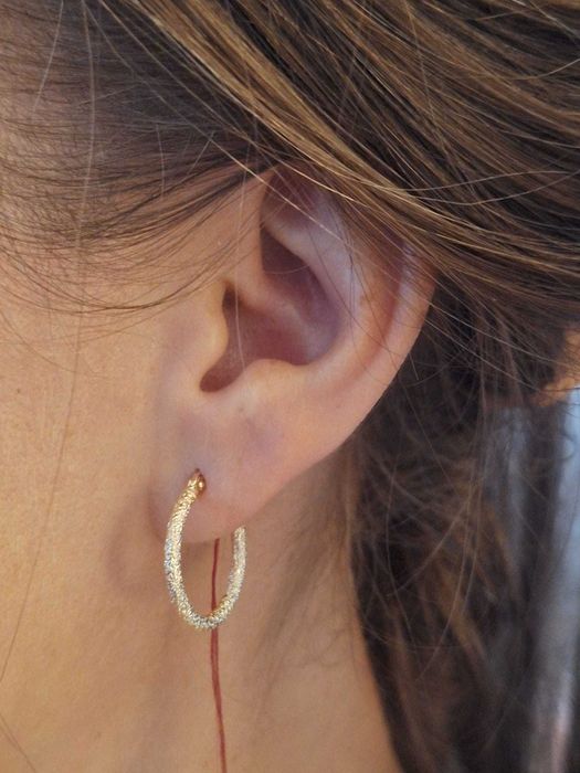 Złote diamentowane kolczyki koła , włoskie p. 585,14K