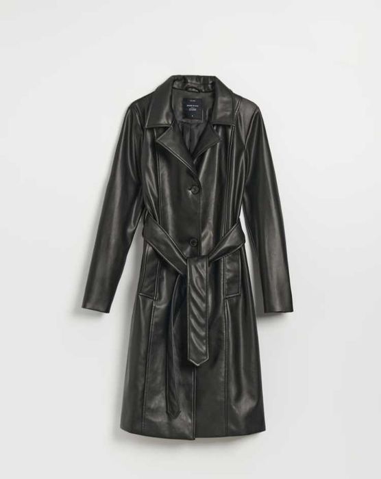 Пальто чорне шкіряне