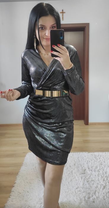 Sukienka welur błyszcząca święta wigilia sylwester Andrzejki