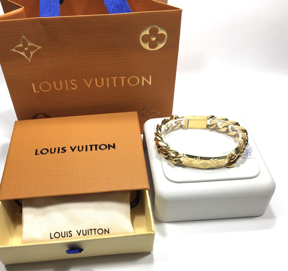 Złota oryginalna męska bransoleta Louis Vuitton•pozłacana ogniowo 18K