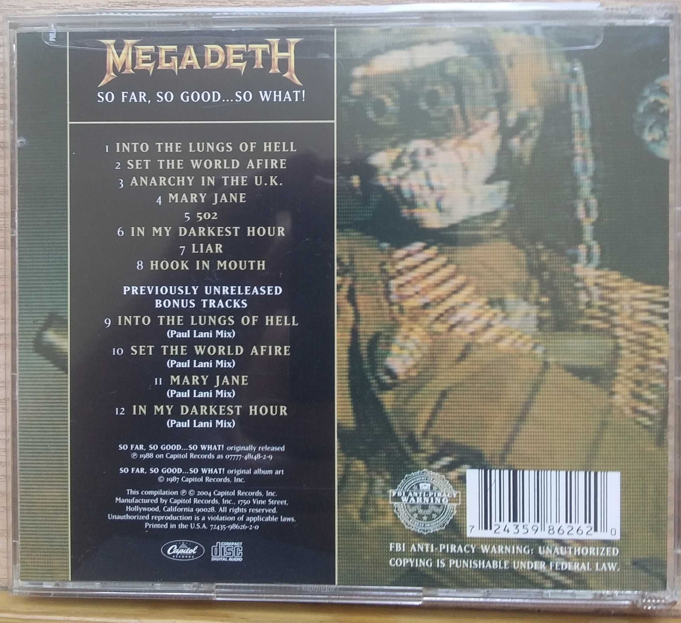 CD Megadeth  "So Far, So Good... So What!" Made in USA