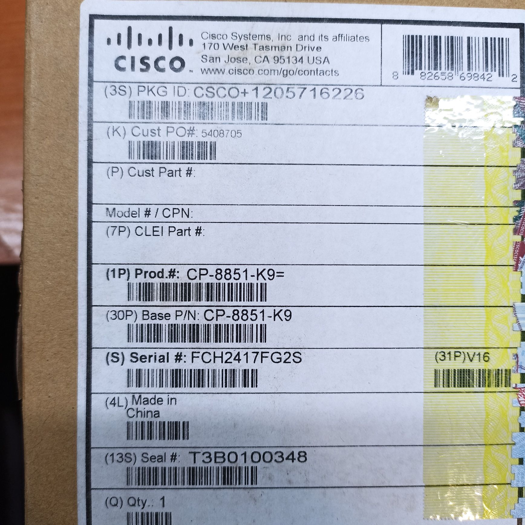 IP-телефон Cisco IP Phone 8851