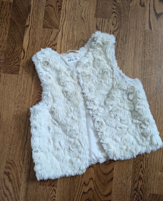Kamizelka futrzana futerko bolerko sweterek 128 h&m
