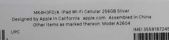 Apple iPad 9-generacji 10,2" 256GB Wi-Fi + Cellular Silver