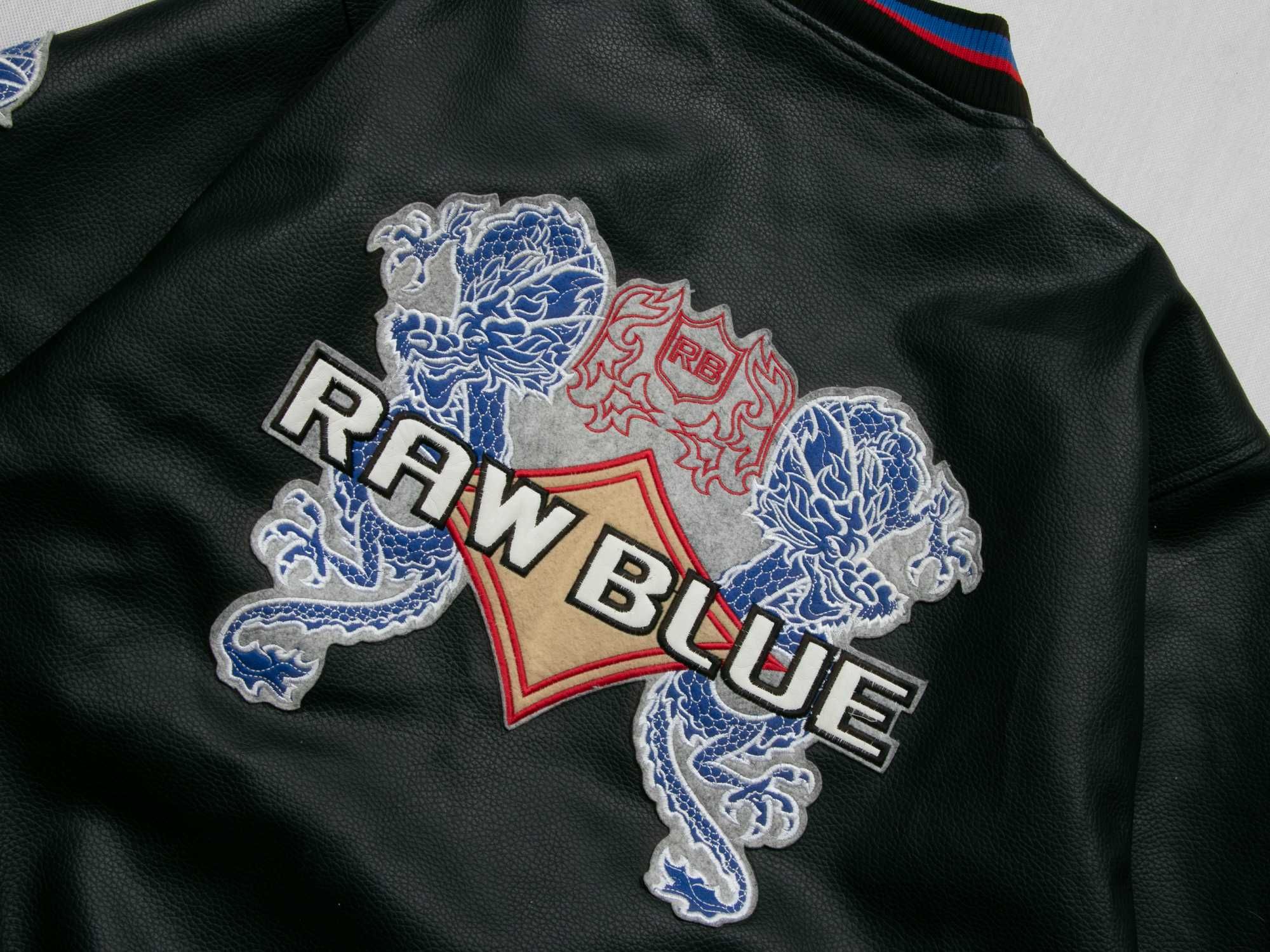 Kurtka skórzana Raw Blue XL y2k oversize bomber hip hop