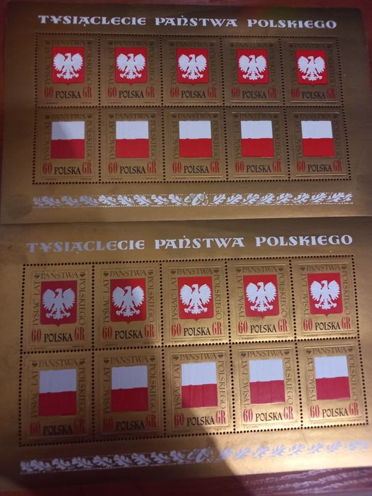 Arkusze znaczki 1000lecie Państwa Polskiego