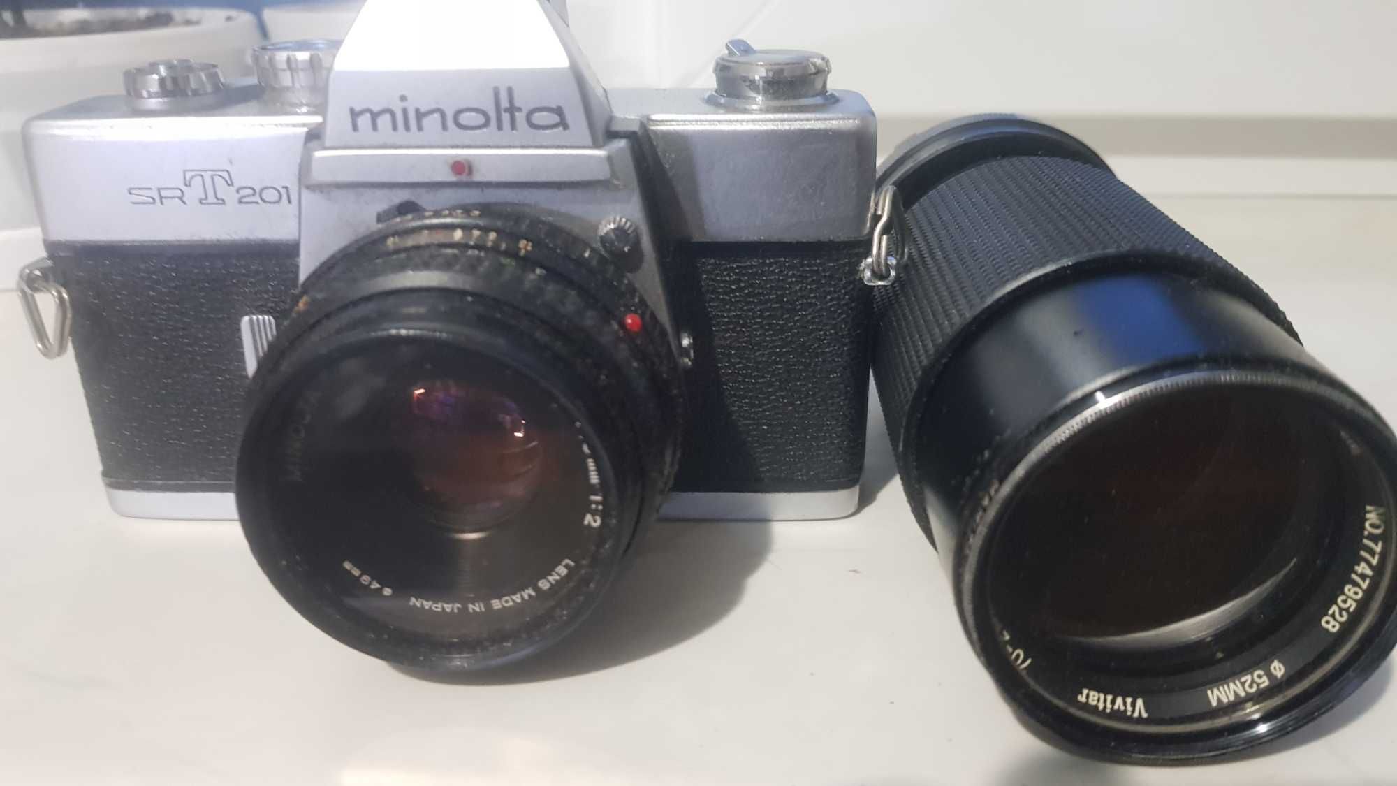 Фотоаппарат Minolta SRT 201 +объектив MD Rokkor X+ объектив Vivitar