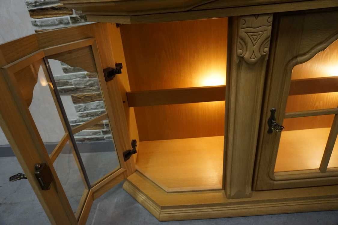 witrynka wisząca jasny dąb podświetlana szer. 145 cm (P-1127)