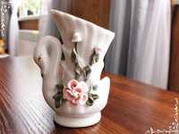 Stary mały wazon - Łabędź figurka porcelanowa Śliczny Retro