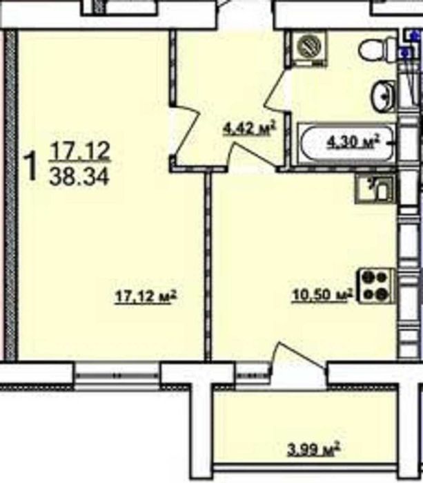 ЖК МИРА 3 продам 1-комн квартиру 38,4м2 в Новострое MV