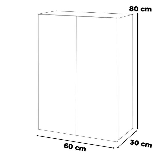 Szafka Łazienkowa Wisząca Nad Umywalkę 60cm Bezuchwytowa Pojemna Biała
