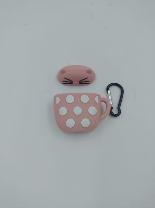 pokrowiec na etui od słuchawek wondee airpods 1,2 różowy kot klips