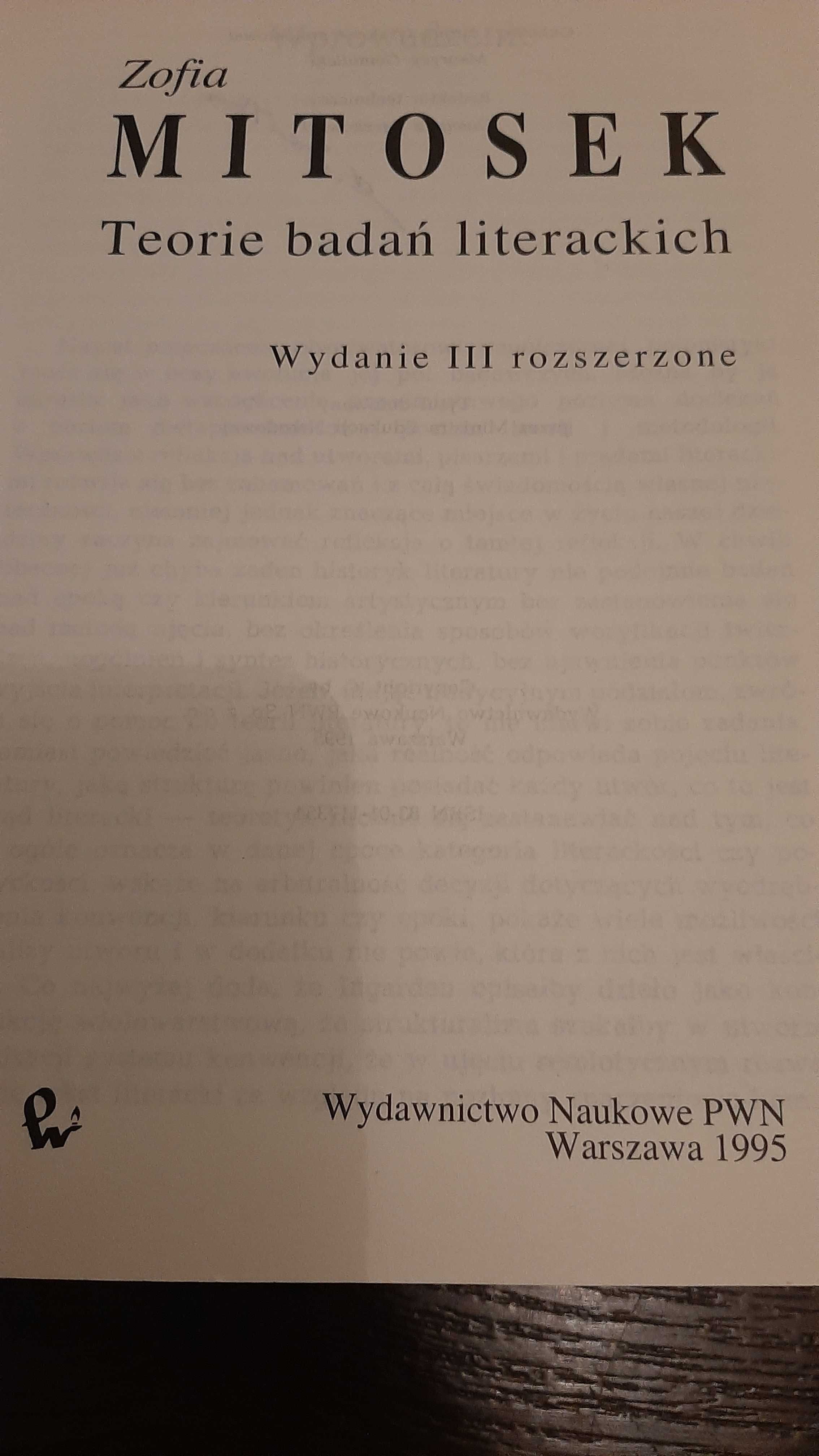 Zofia Mitosek Teorie badań literackich Teoria literatury podręcznik PW