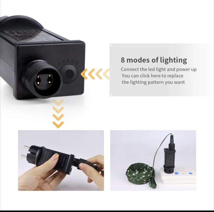 Не смарт гірлянда 50 м зелений дріт