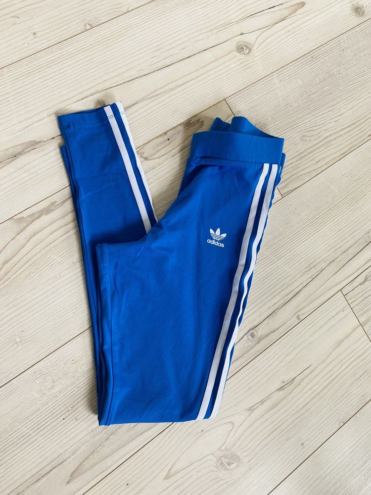 Kobaltowe niebieskie legginsy adidas Originals xs 34 jak nowe