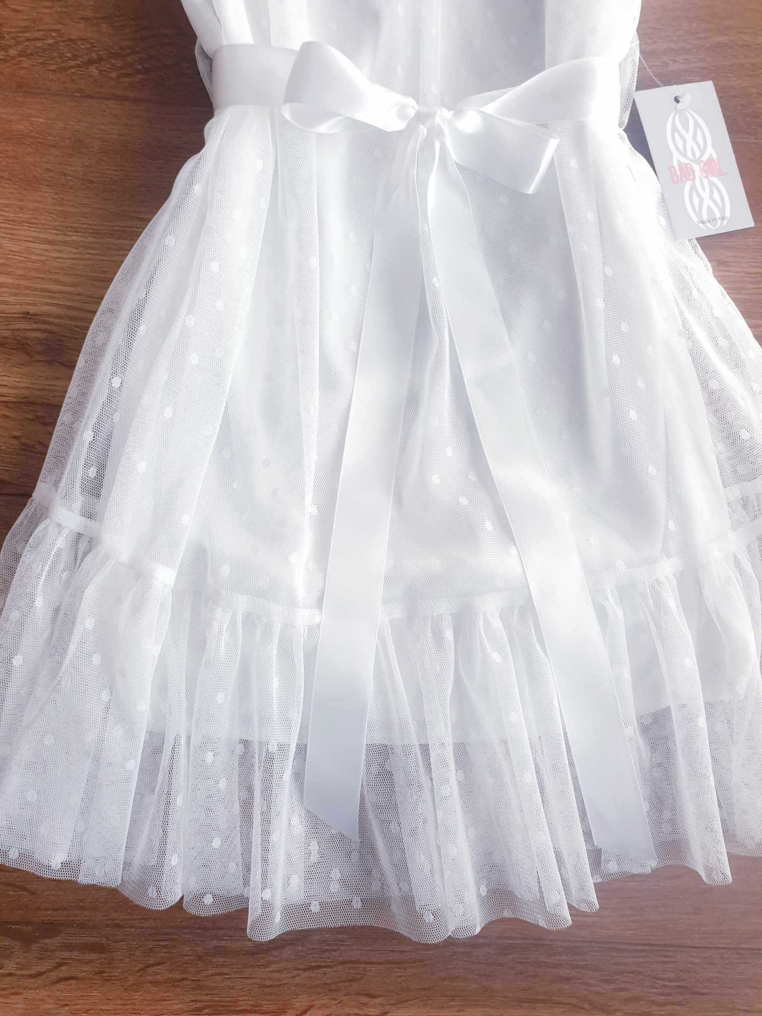 Nowa elegancka biała sukienka 104 cm