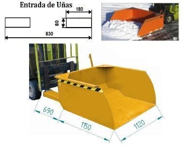 Pá basculante para garfos de empilhador carga e descarga 750 lts AP28