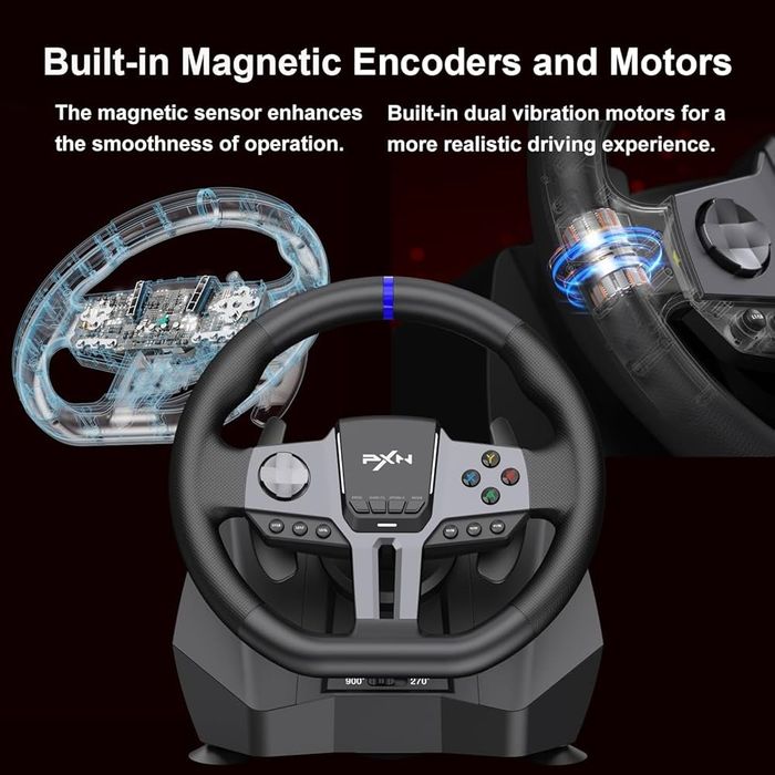 PXN V9 Gen2 Gaming Lenkrad - 270° & 900°, H Schalthebel, Hall Effekt