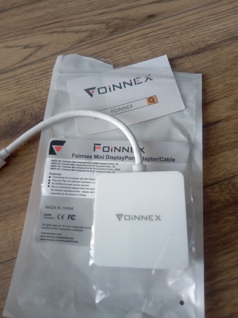 FOINNEX Adapter Mini DisplayPort na HDMI VGA DVI, konwerter do mac