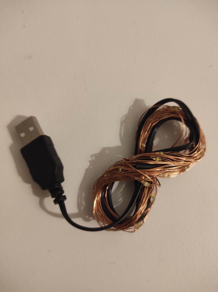 Łańcuch świetlny LED drucik USB 5 m