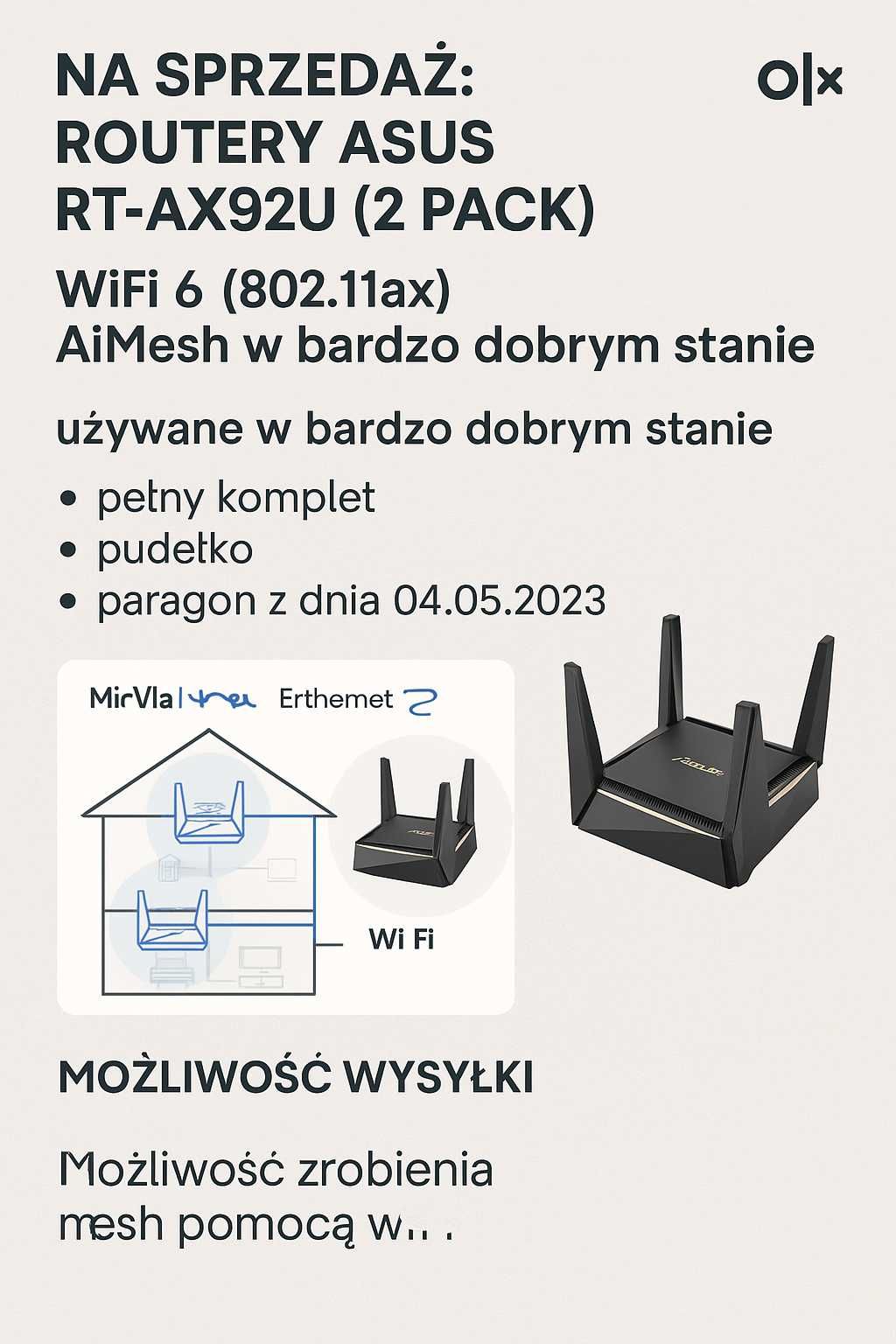 Router ASUS RT-AX92U (2 Pack) - AI Mesh Wifi 6