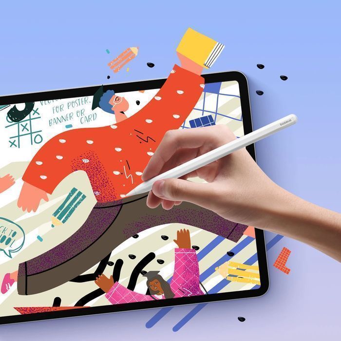 Rysik z aktywną końcówką Baseus do iPad z wymienną końcówką - biały