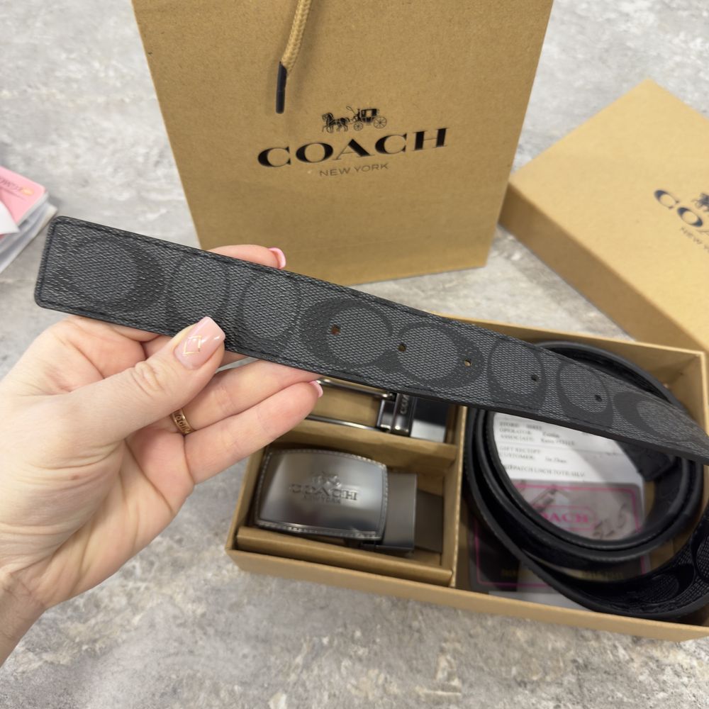 Подарунковий набір Coach шкіряний ремінь з 2 пряжками