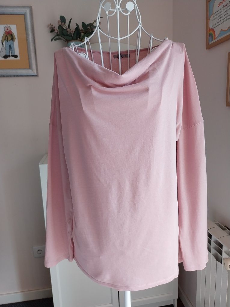 Blusa rosa manga comprida, Uterqüe, Tamanho L, bom estado