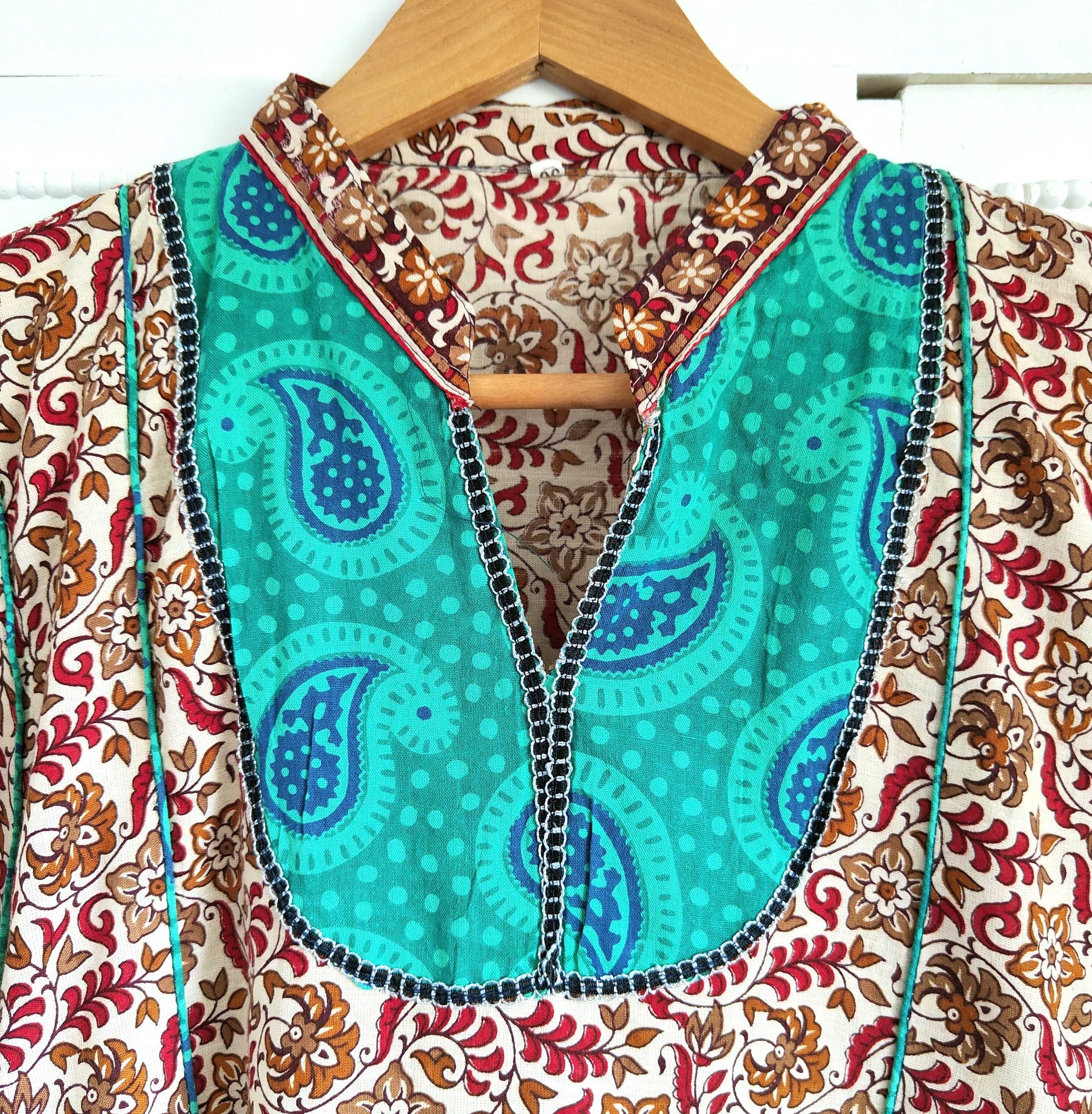 Tunika indyjska sukienka XXL 44 bawełna vintage retro hippie wzór