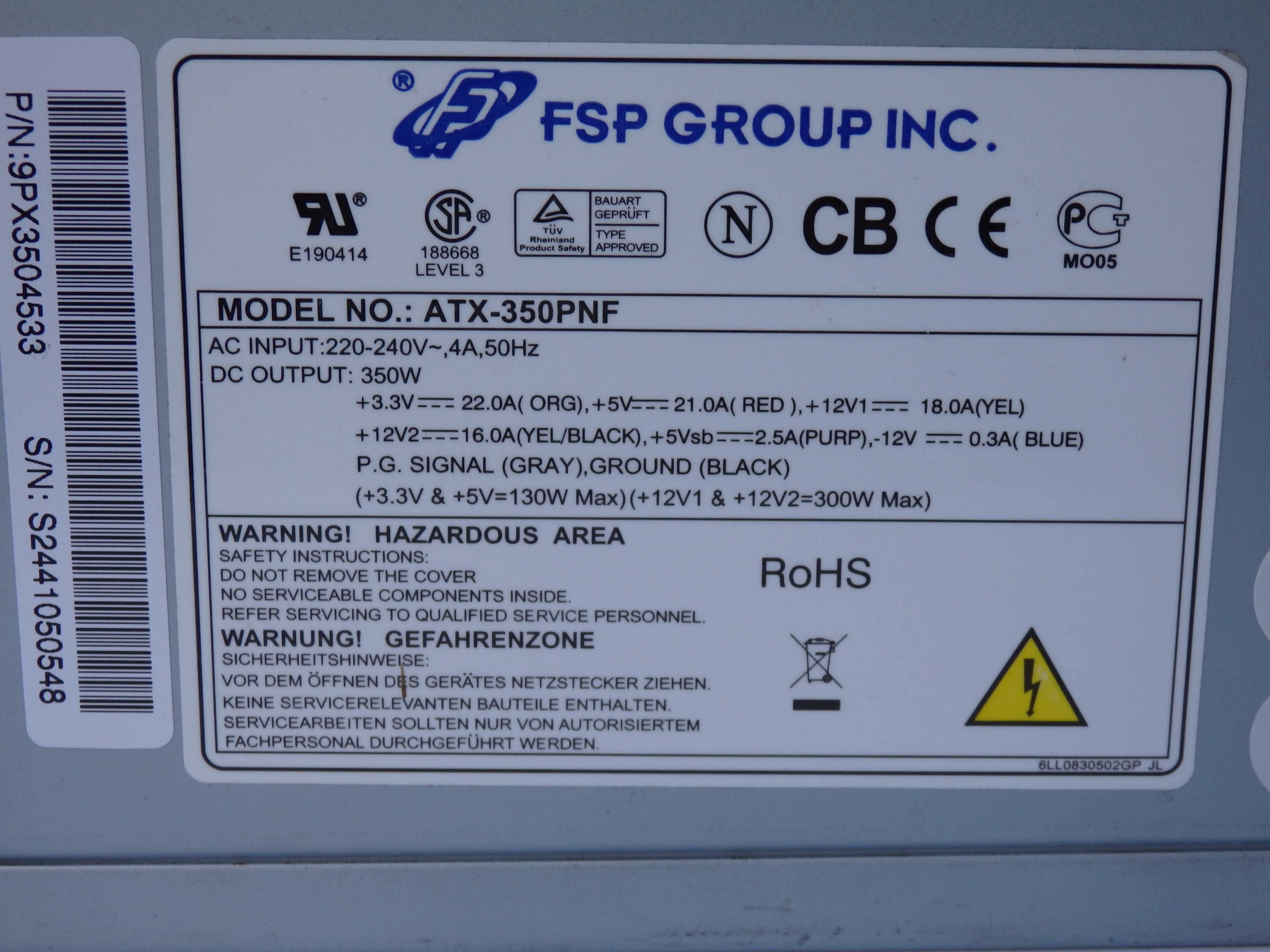 Компьютерный блок питания ATX-350PNF FSP GROUP INC.
