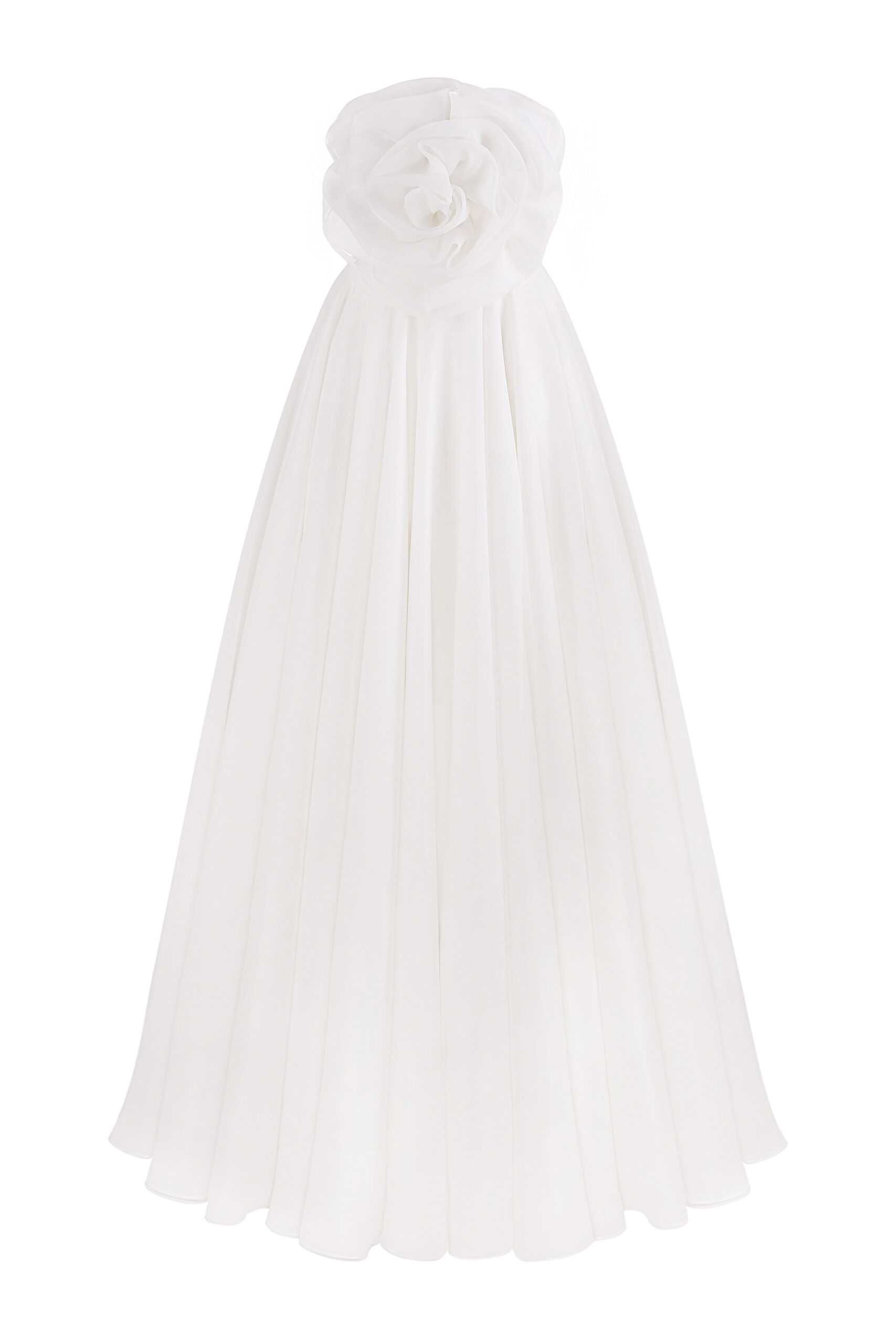 Wedding dress tulle maxi dress strapless corset and rose flower detail