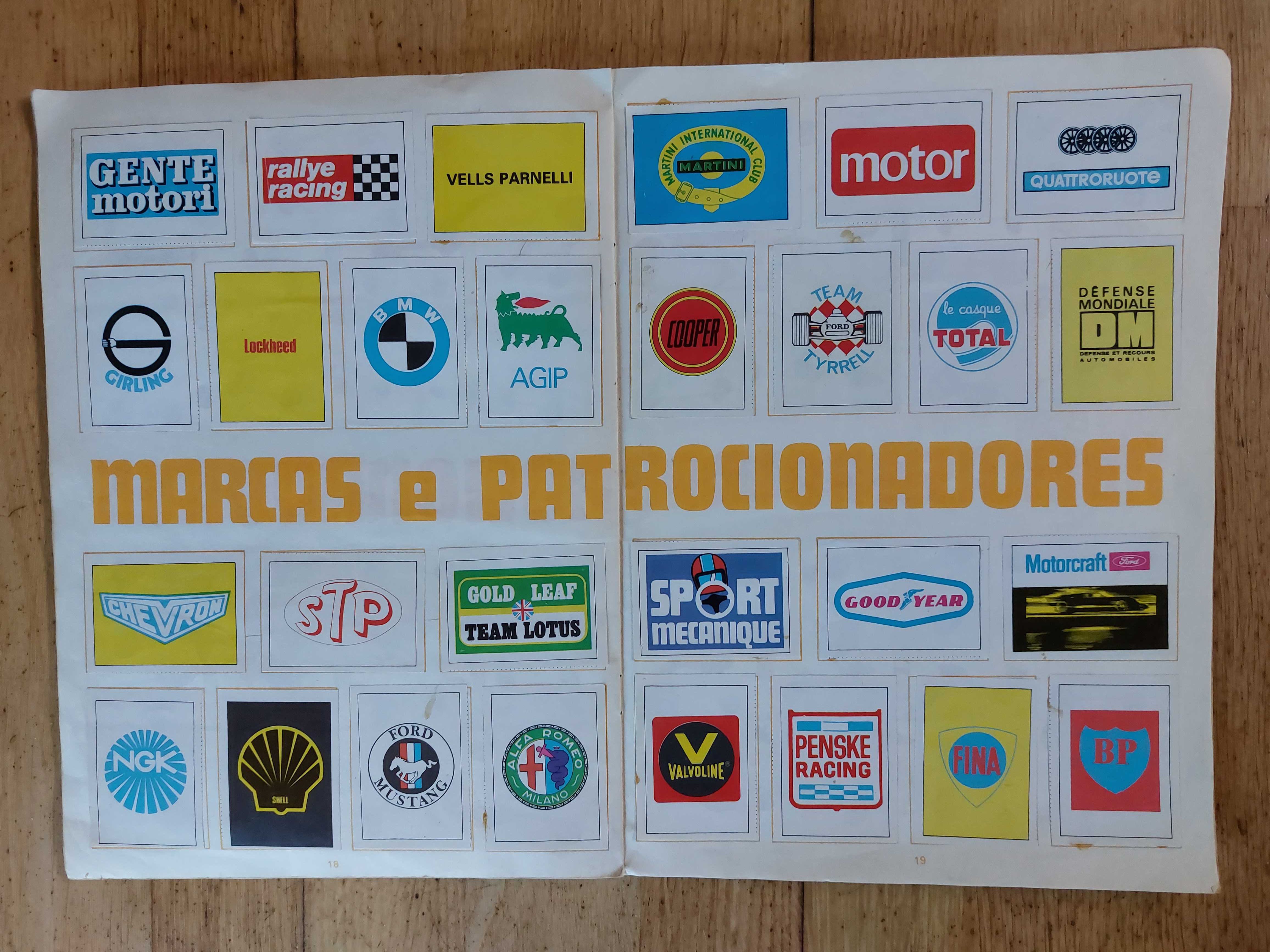 Caderneta de cromos "Marcas e campeões Formula 1 e 2"- Completa