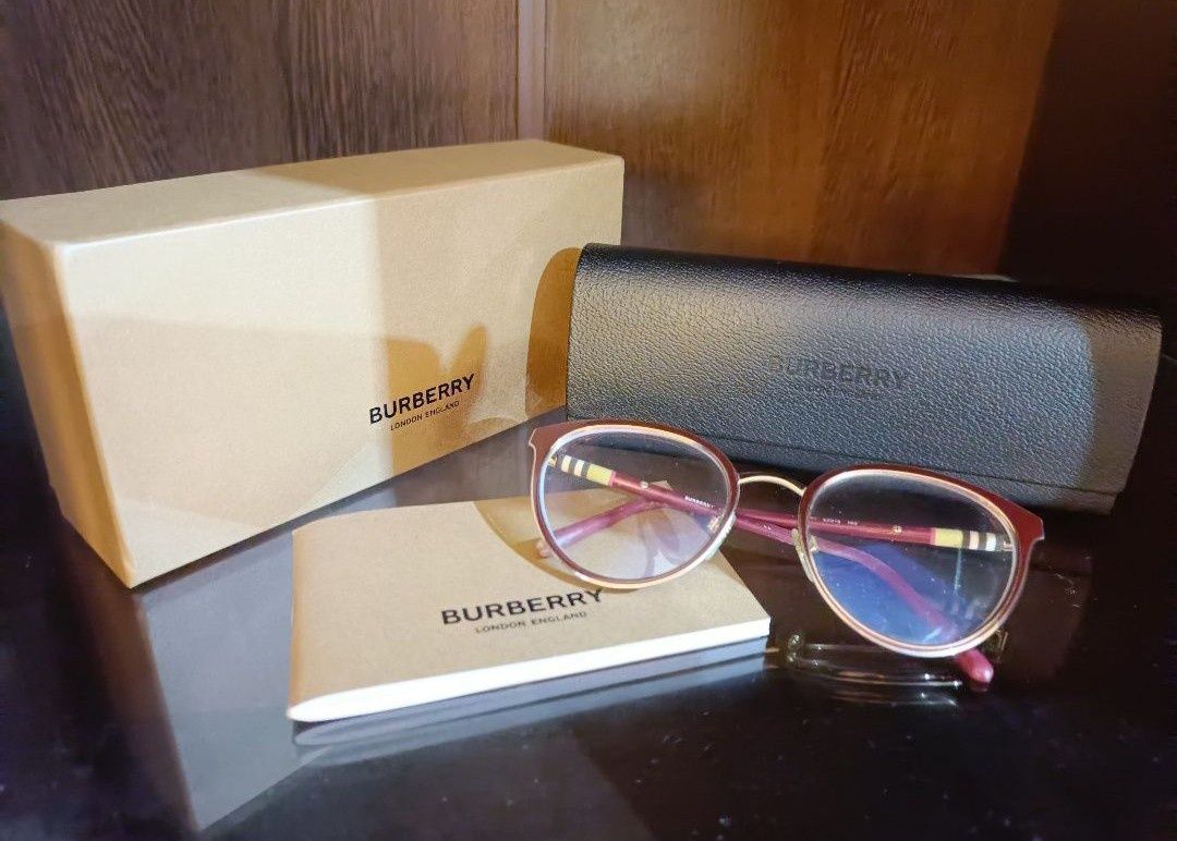 Burberry markowe okulary (oprawki + szkło) kocie oko -1,5 dioptrii
