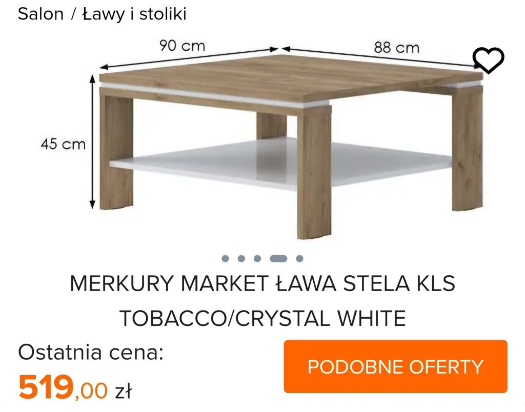 .Stolik kawowy z półką
