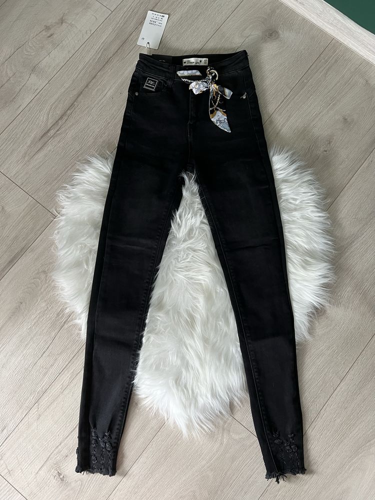Spodnie rurki wysoki stan elastyczne skinny push up modelujace