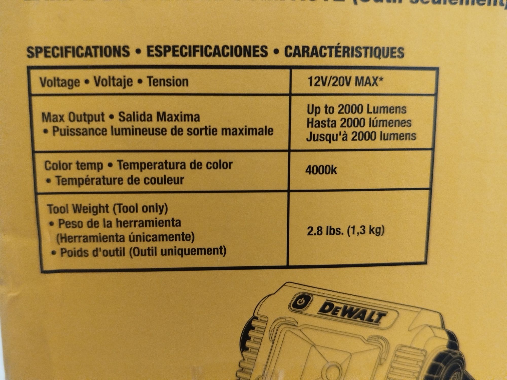 DeWalt DCL077 12/20V Max ліхтар прожектор 2000 Lum  оригінал США