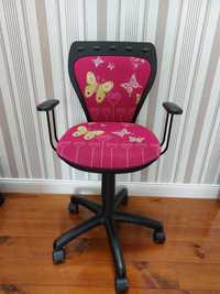 Krzeslo obrotowe dla dziecka rozowe motylki regulowana wysokość