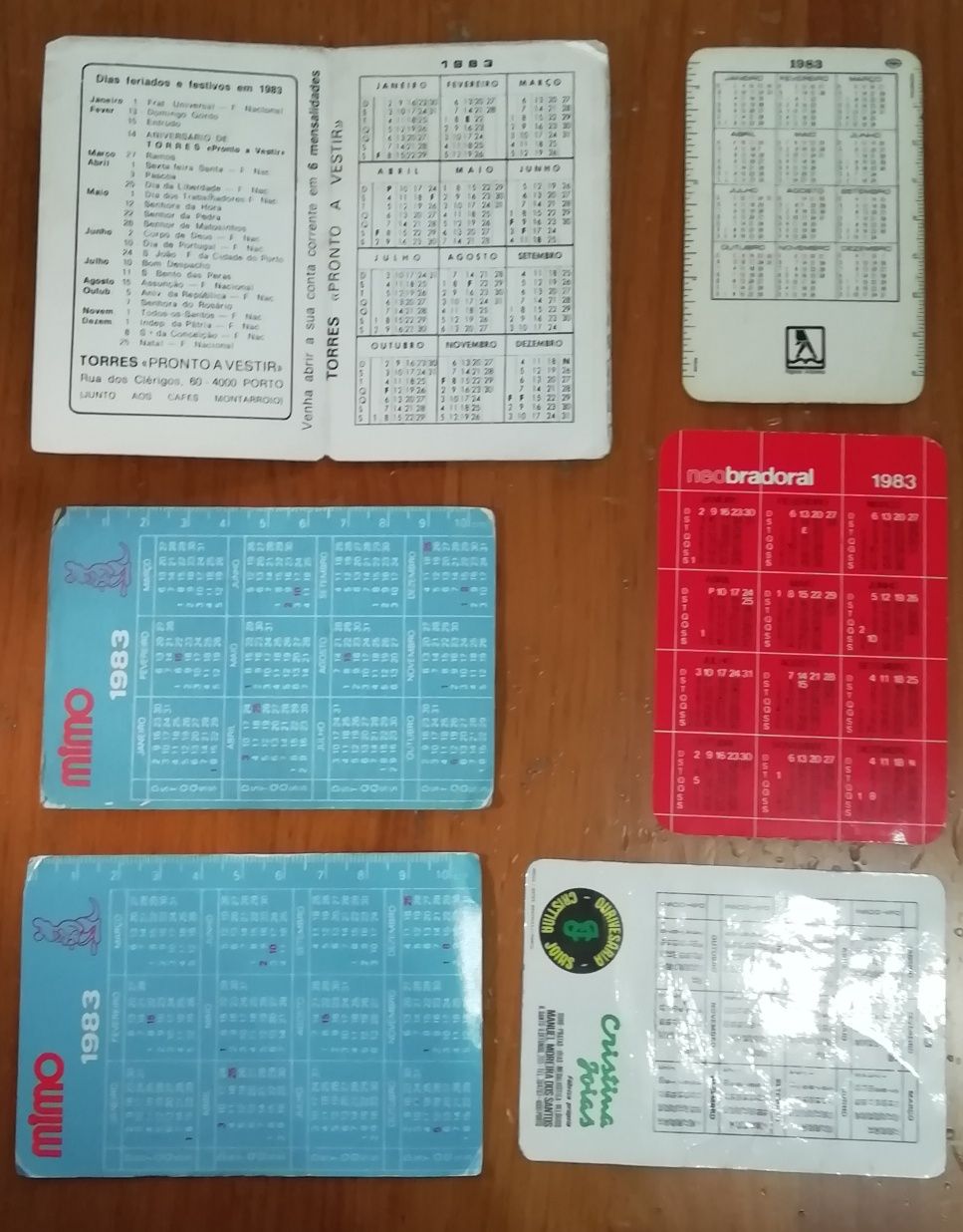 Calendários 1982 e 1983