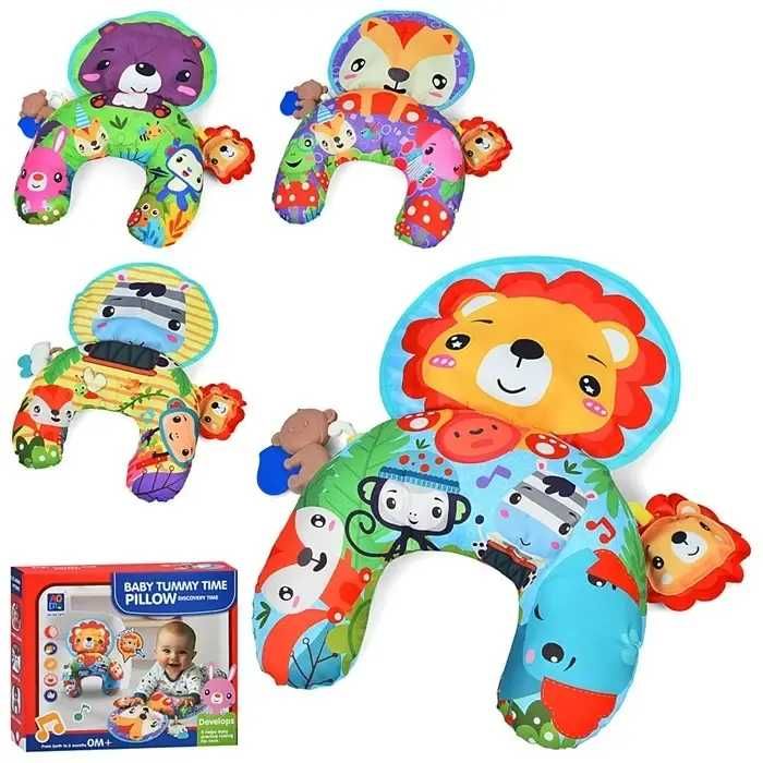 Розвиваючий музичний килимок-подушка з брязкальцем і прорізувачем 918