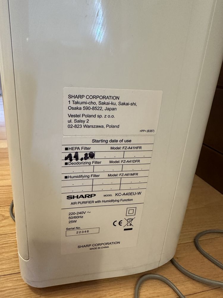 Sharp KC-A40EUW oczyszczacz powietrza