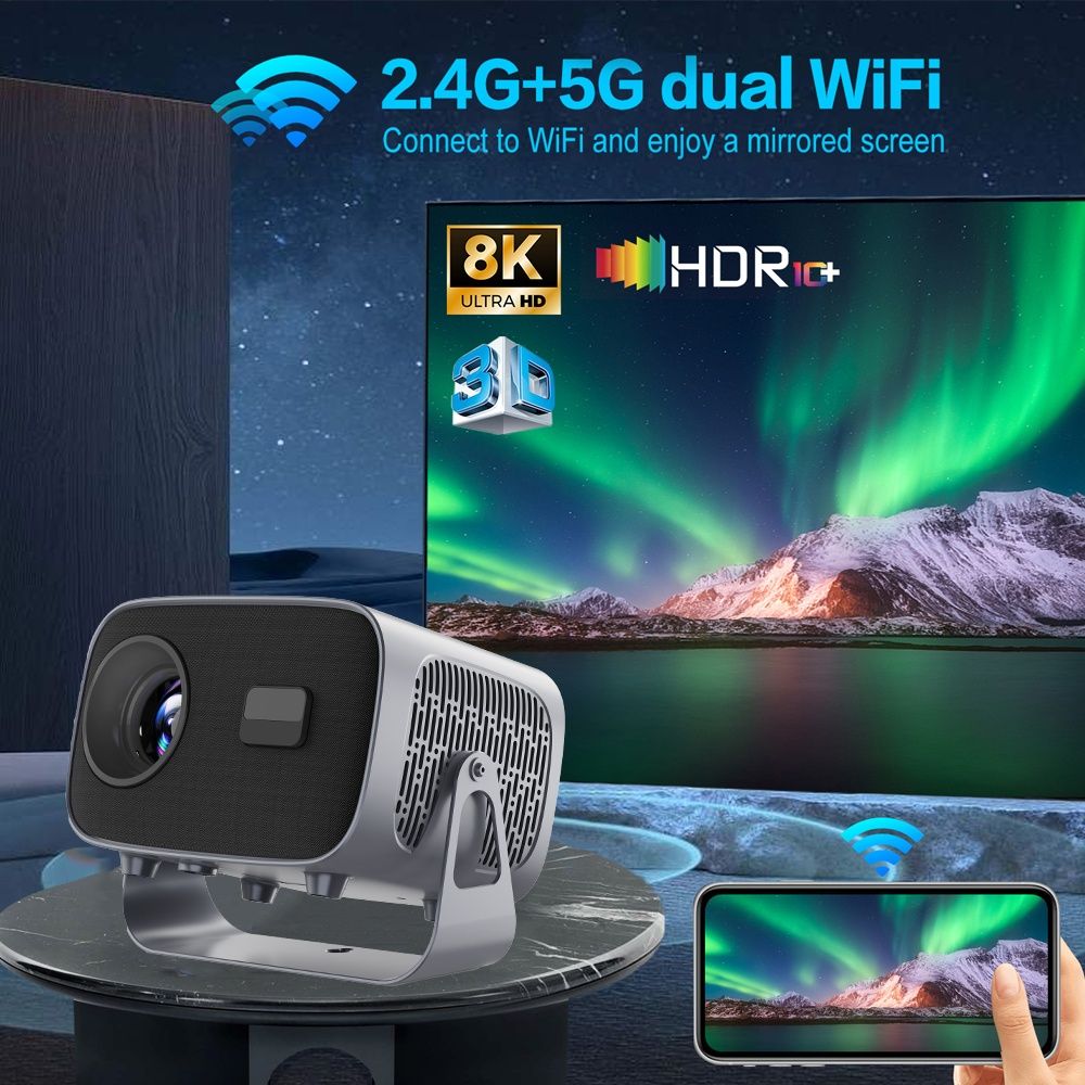 Projetor Android 8k 4gb, 32gb, 28000 lúmens,novo, com garantia