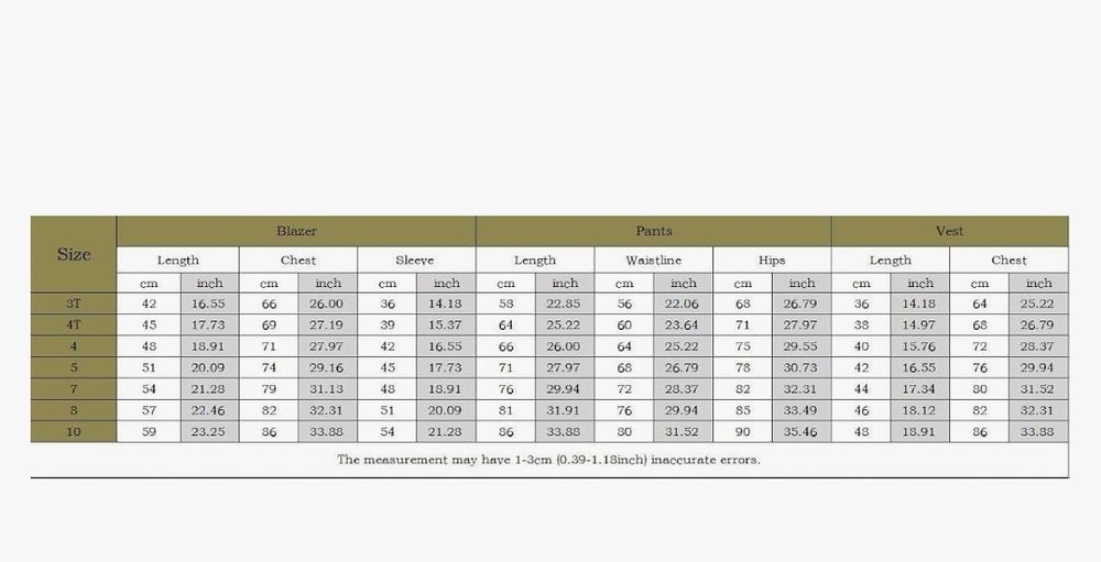 Fengchengjize Chłopięcy garnitur 7-8 lat 130 cm. Slim Fit Zestaw 3 szt